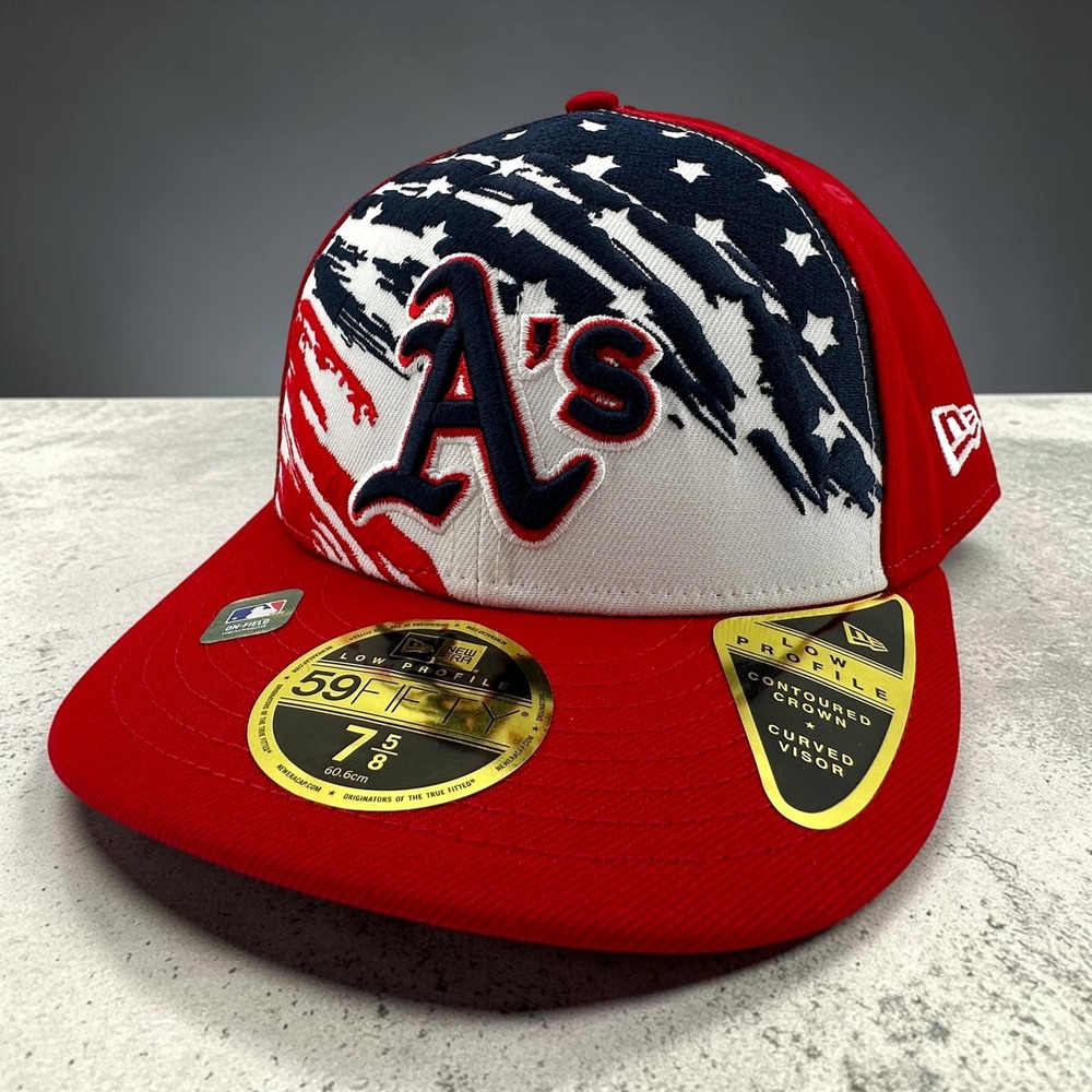 Oakland Athletics Fitted Hat 7 5/8 July 4th New Era 59FIFTY Low Profile MLB NEW